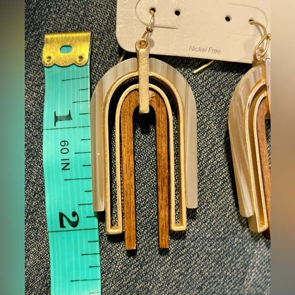 NWT Maurice’s Natural Rainbow Earrings - resin and wood about 2” long - Picture 2 of 3